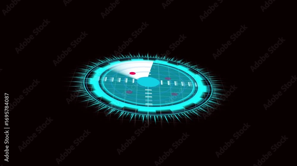 Aufkleber animated teal hud interface sci fi target scanner technology glowing neon lights cyberpunk design. h