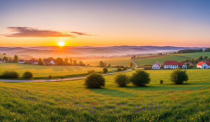 Obraz premium sunset in the field
