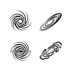 Fototapeta premium Creative vector set of abstract spiral and vortex symbols representing galaxies, black holes, and cosmic energy