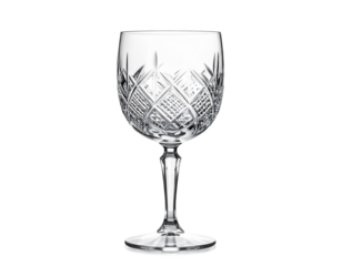 A simple glass goblet or wine glass, isolated on a white background, elegant drinkware.