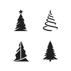 Obraz premium Conceptual Christmas tree icon set with diverse stylized holiday season silhouettes, ideal for minimalist festive graphic designs and winter celebration projects