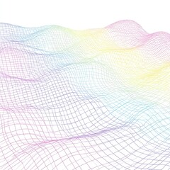Abstract, colorful, grid-like, wavy, 3D surface design