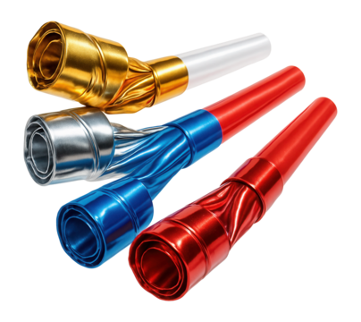 Party horn set with metallic finish