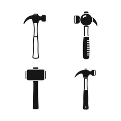 Hammer Icons Claw Hammer, Ball Peen Hammer, Sledgehammer Illustrations