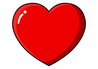 Red heart shape with highlights and shadows. Symbol of love, health, and passion. Graphic element for Valentine day, greeting card, or social media
