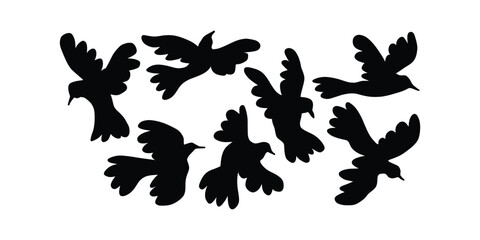 Flying Bird Silhouette Vector Set. Bird in Flight Illustration, Bird Silhouette Collection. Flying Birds Vector Clipart
