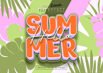 Summer Text Effect with Tropical Leaves