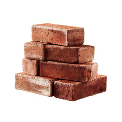 Obraz premium Png of a stack of red bricks isolated on transparent background, showing their arrangement, texture, and color, suitable for construction or design projects