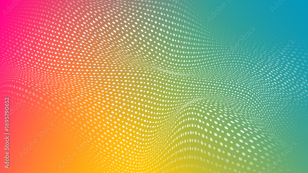Poster colorful wave pattern with vibrant gradients and dotted texture creates a dynamic visual experience