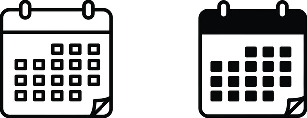 simple calendar icons showing monthly dates layout