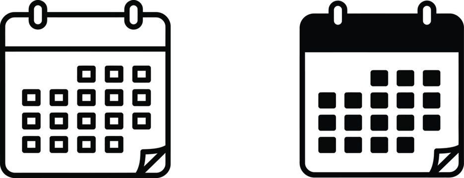simple calendar icons showing monthly dates layout