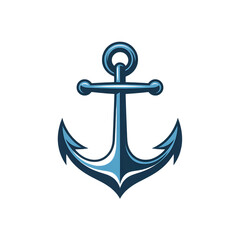 Stylized metallic anchor logo design blue