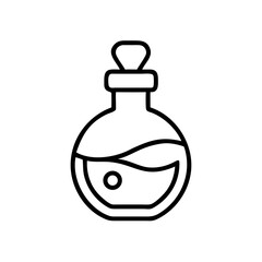 Potion bottle outline design with liquid inside and cork stopper  