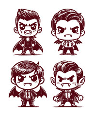 vector set of cartoon character of cute dracula (artwork 1)