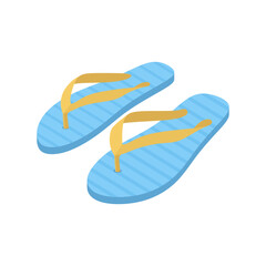Blue flip-flops with yellow straps