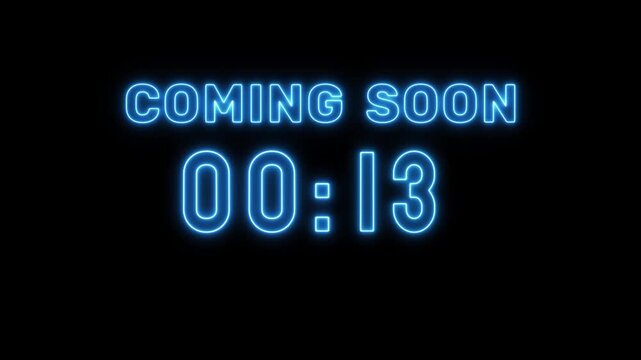 Neon timer number animation. 18 seconds countdown timer.