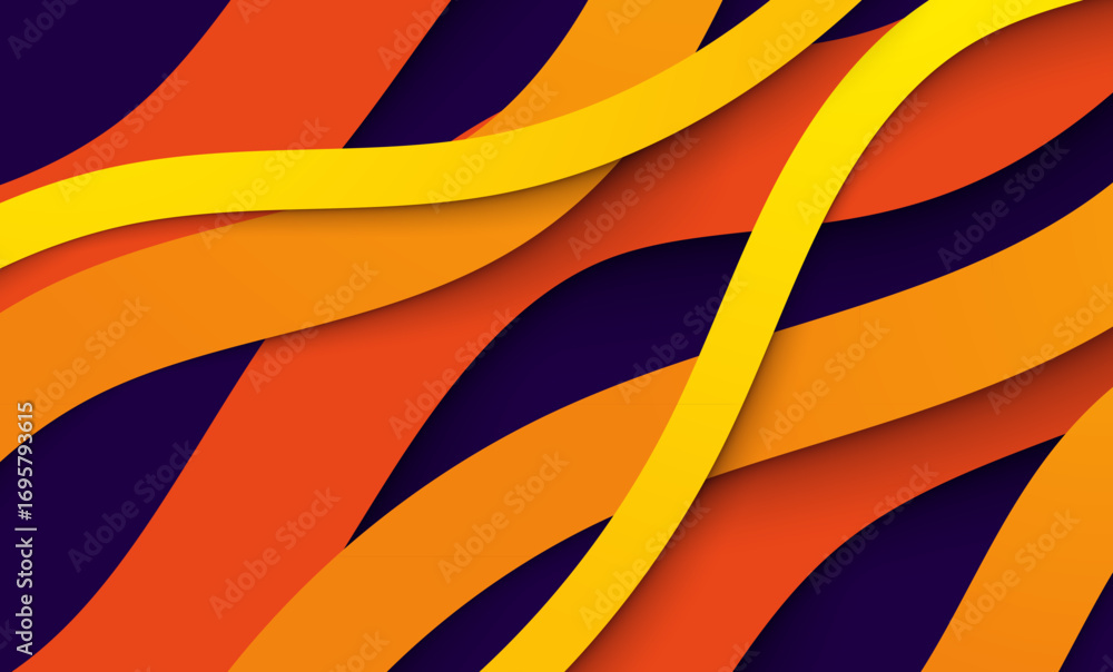 Poster abstract orange wave background vector illustration with smooth curves and modern design pattern