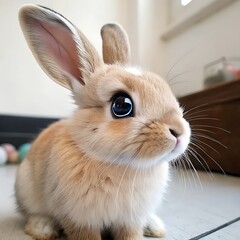 Obraz premium white rabbit on a table