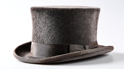 Gray top hat on white background