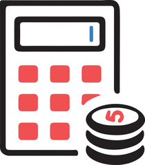 Financial Calculation Illustration Calculator with Buttons and Currency Coins for Accounting and Banking Operations Streamlining Finances with Precision