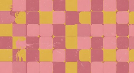 Retro checkerboard pattern with subtle abstract textures and a muted color palette creating a vintage aesthetic