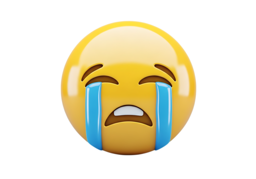 Crying Emoji Depicting Sadness Tears Disappointment Isolated on Black Background