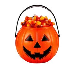  Trick or treat candy bucket, isolated on white and transparent background
