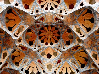 Intricate ceiling design of Ali Qapu Palace
