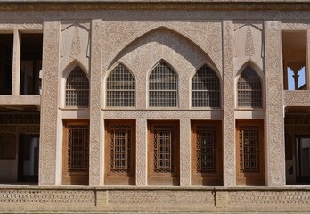Traditional Persian architectural facade in Kashan, Iran.