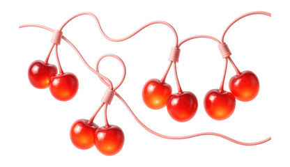 String of cherry-shaped bulbs with pink wire