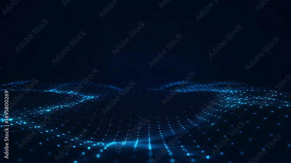 Aufkleber abstract digital network of glowing blue lights and lines creating a futuristic technological landsc
