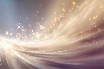Elegant abstract design with flowing lights and shimmering golden sparkles.