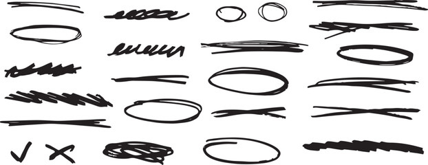 Scribble doodle set, hand drawn lines, sketch strokes doodles, underline vector icons, marker lines doodle, doodle scribble pack, brush stroke doodles, sketchy doodle art, abstract line doodles, carto