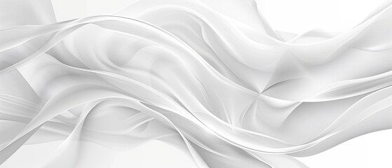 Obraz premium Flowing white fabric waves creating a soft, elegant background with subtle texture and depth