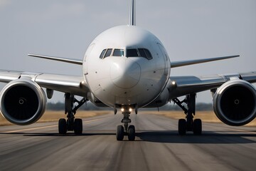 Commercial Airplane Taxiing on Runway Preparing for Takeoff