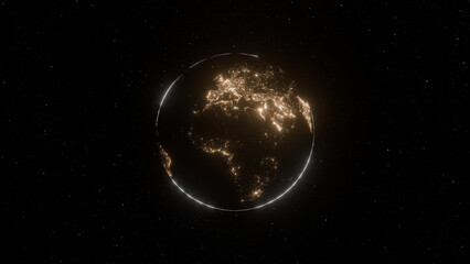 Dark Earth With City Lights of Europe and Africa