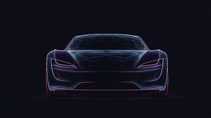 Abstract, futuristic car, wireframe design