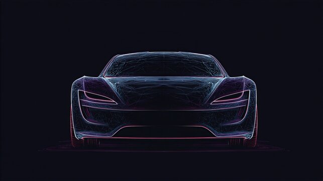 Abstract, futuristic car, wireframe design - Powered by Adobe