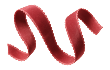 Pink velvet ribbon with a scalloped border