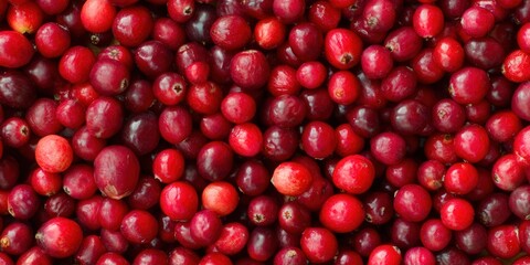 Fresh cranberries form a vibrant, textured backdrop, perfect for various culinary creations.
