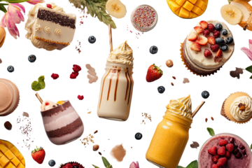 Assorted healthy desserts and drinks