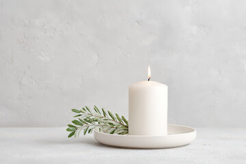 minimalist christmas celebration in usa featuring simple holiday table adorned with single candle