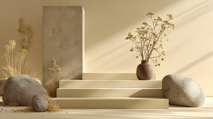 Abstract Product Display on a Stage with Stairs