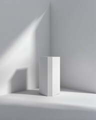 Fototapeta premium Minimalist white podium on a light grey background, clean display.