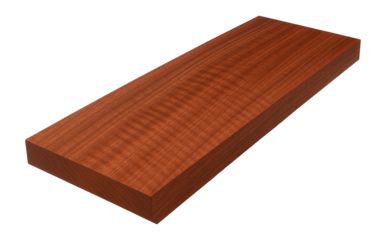 Sapele board with reddish-brown color and interlocking grain