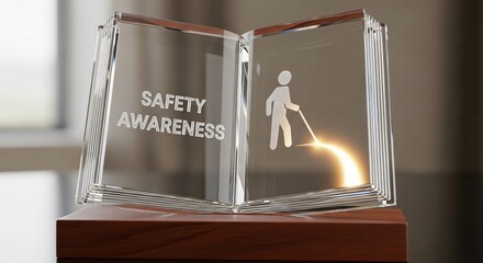 Safety awareness glass award for workplace accident prevention programs and corporate health campaign