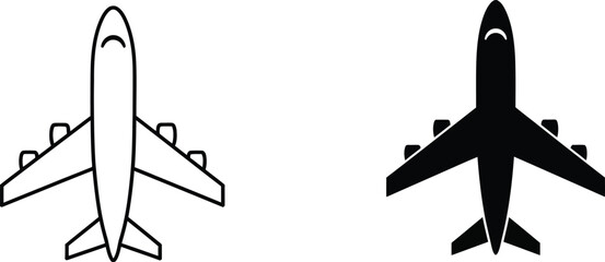 simple line drawings of two airplanes side by side