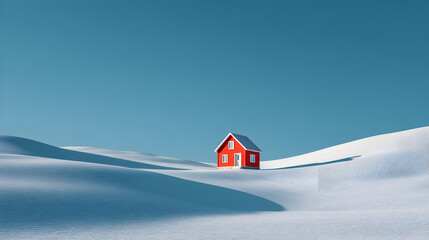 The Solitude of a Small House in a Snowy Field
