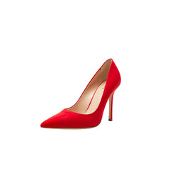 Red Suede High Heel, elegant style, fashionable footwear isolated object on transparent background
