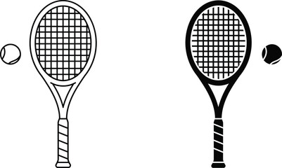 a tennis racket hitting ball illustration side view